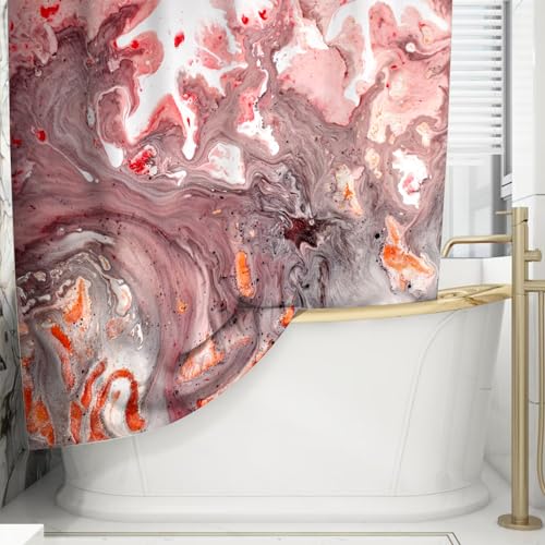 Ttincceer Marble Shower Curtain Luxury Ombre Pink Marble Bath Curtain with Hook 60x72inch Romantic Christmas New Year Bathroom Decoration Curtain Waterproof Bathtub Curtain - Image 2