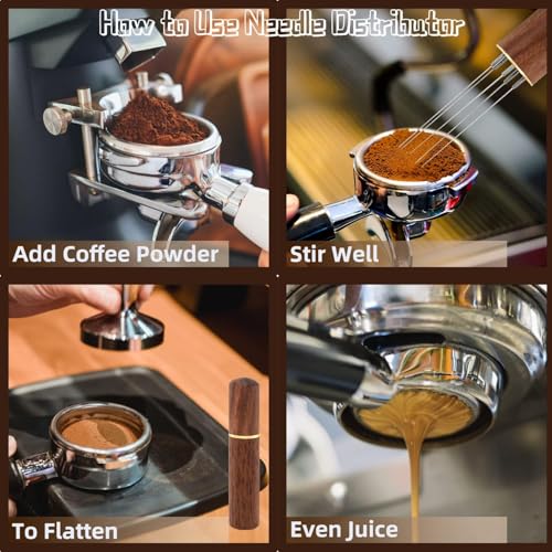 Image of Coffee Machine Accessories, 2-Piece Coffee Distribution Tool Set, Rosewood and Ebony Wooden Needles for Espresso Preparation, Barista Equipment for Home and Cafe Use