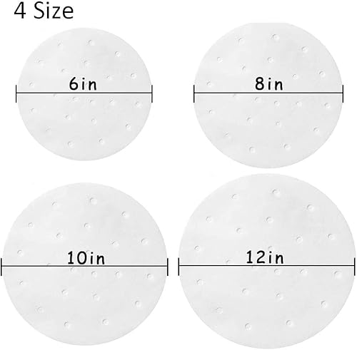 Miniatura 5 de MineSign 100 forros perforados de bambú de papel pergamino para freidora de aire de 10 pulgadas