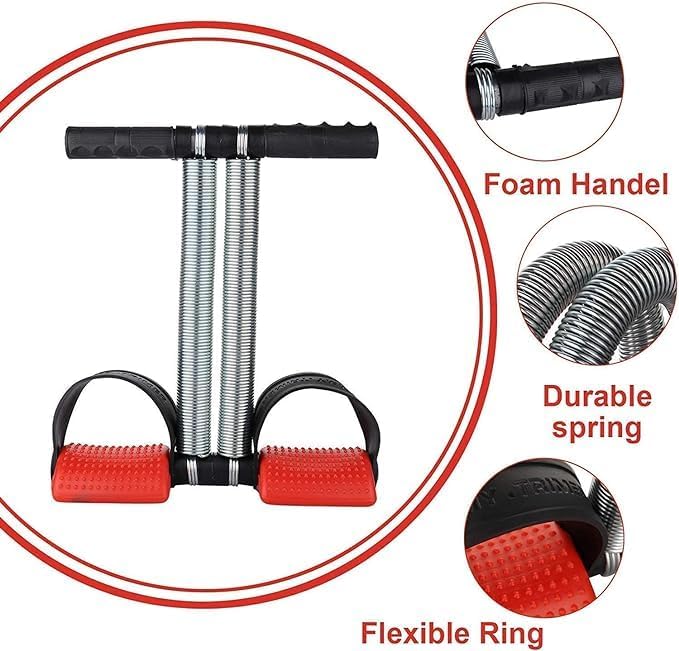 Shopeleven Professional Highly Elastic Steel Double Spring | Multipurpose Tummy Trimmer Ab Exerciser | Waist Exerciser | Abdominal Workout for Men & Women | belly fat exercise | Tummy fat burner | Home Gym Workout Equipment (pack of 1, Red & Black) 2