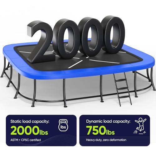Zupapa Square Rectangle Trampoline 2000LBS Capacity 14x14FT Outdoor Trampoline with No-Gap Design and Safety Net Image 2