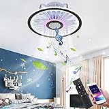 TRUYOK LED Deckenventilator mit Lampe Moderne Invisible Deckenventilator mit Beleuchtung & Bluetooth Lautsprecher Dimmbar Ventilator Deckenlampe mit Fernbedienung Leise Schlafzimmer Lüfterleuchte
