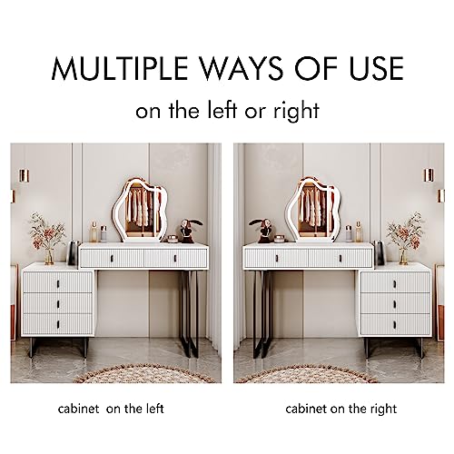 Leejdn White Vanity Desk With 3-Color Touch Screen Lighted Mirror, 5 Drawers, Makeup Vanity Table Set With Lightsdressing Table For Women Girls #TOP2