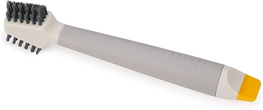 Joseph Joseph CleanTech 3-in-1 Precision and Crevice Cleaning Brush, V Bristles for Grouts, Flat Bristles and Scraper, Non-Slip Handle