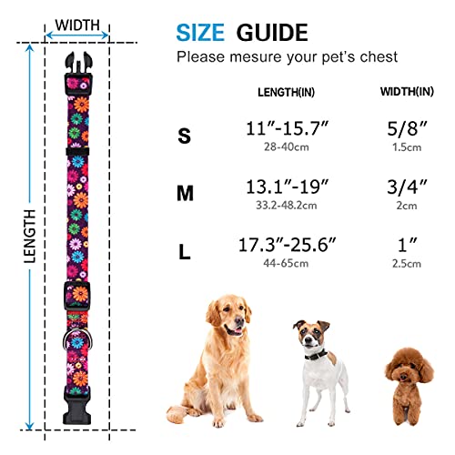 Rhea Rose Girl Dog Collars Fall Daisy Pattern, Colorful Flowers Print, Female Collar, Dark Purple, Large - Image 8