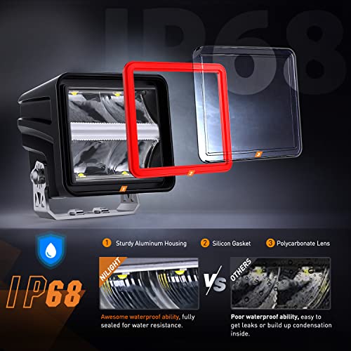 Image of Nilight 3 Inch Cube LED Pod Light Bar with DRL 20 W 2200LM 10 Super Spot Offroad Driving Lights w / 16AWG Wiring Harness Kit for Jeep Truck UTV 4x4 ATV