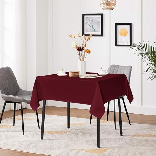 Image of sancua Burgundy Square Tablecloths 54x54 Inch Fabric Table Cloth