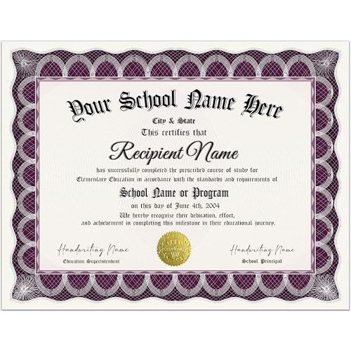 Custom Homeschool Diploma Personalized High School Diploma Education Certificate of Degree with Holder Perfect for Commemorations or Educational Gifts (Type-1)