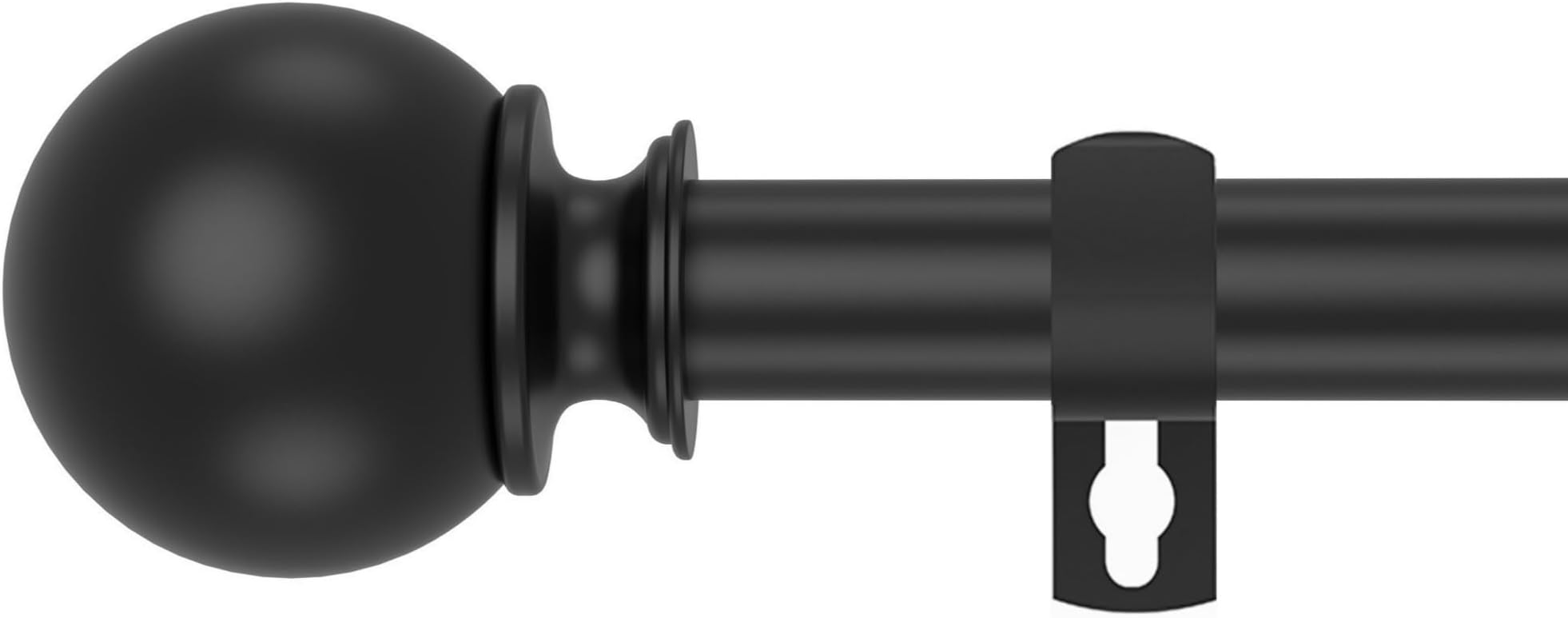 Curtain Poles for Windows 70 to 190cm, Black Stainless Steel Curtain Rod with Round Finials, Extendable Curtain Poles for Eyelet Curtains Includes Brackets & Fittings Set