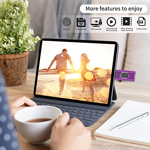 USB Flash Drive for iPhone 1000GB, iPhone Memory Stick, iPhone Photo Stick External Storage for iPhone/PC/iPad/Android and More Devices with USB Port (1000GB, DD-Purple)