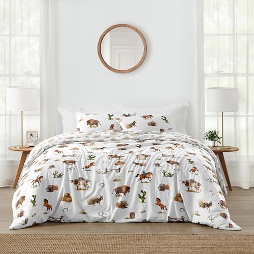 Juego de edredón vaquero matrimonial con estampado de vaca de 3 piezas 2