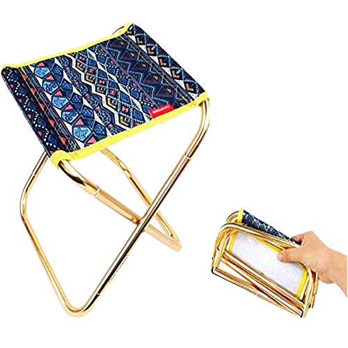 Biluer Mini Taburete Plegable, Silla Plegable al Aire Libre Aluminio Plegable Silla De Camping Portátil Taburete De Pesca para Senderismo Picnic Viaje Montañismo Barbacoa (248mmX225mmX270mm) (Azul)