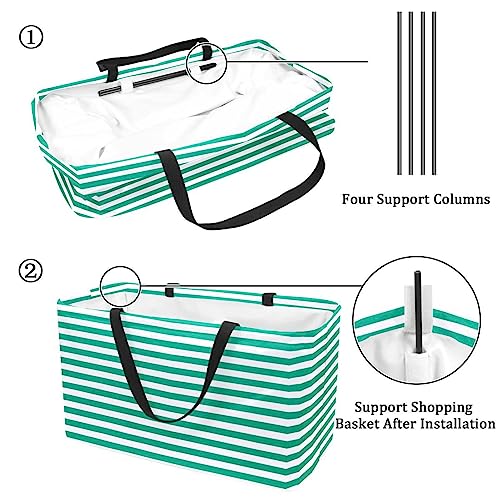 Sac fourre-tout lavable à rayures vertes grand format