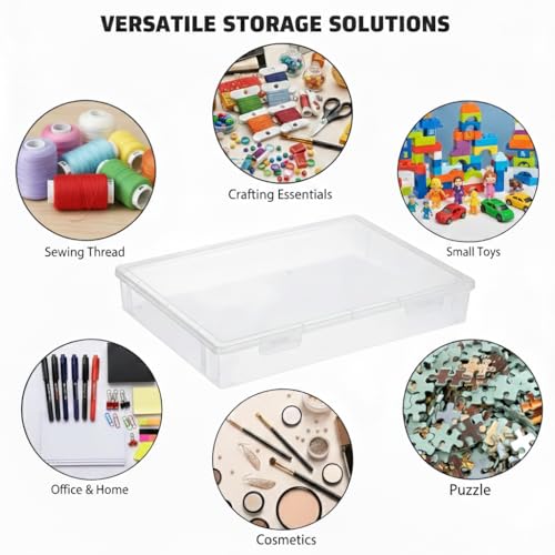 Image of Klick n shop A4 Clear File Storage Box Transparent Plastic Document Organizer with Secure Latching Lid, Stackable Paper Holder for Office, School & Home Use (Pack of 2)