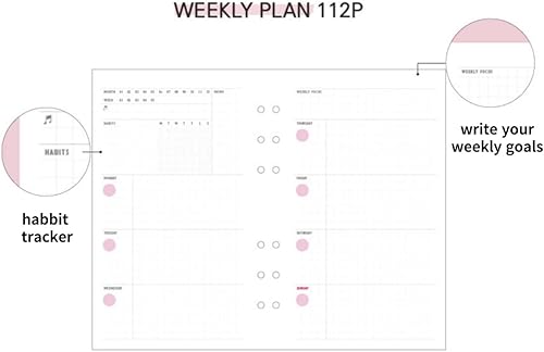 Miniatura 4 de Bonita carpeta de 6 anillos coreana de composición estética recargable A5 + hoja de calcomanías, 176 páginas, cubierta suave, papelería kawaii sin