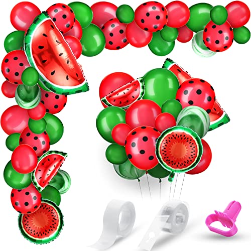 116 Pieces Watermelon Party Decorations Balloon Arch Garland Kit, Red Green Polka Dot Party Latex Balloons Watermelon Foil Balloons For Summer Wedding Baby Shower Birthday Party Supplies #TOP12