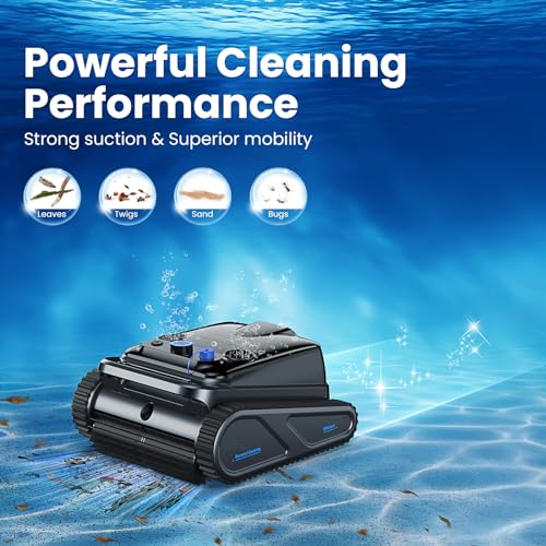 Wireless Pool Robot Cleaner for Inground Pools - 4 Motors, Long Battery Life, Smart Navigation, Cleans up to 2000 Sq.ft