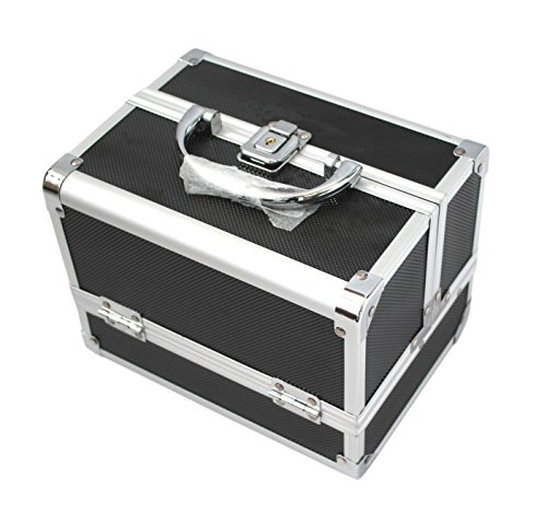 Preisvergleich Produktbild KScase Aluminium Schminkkoffer Make up Beauty Case Kosmetikkoffer mit Spiegel 205x155x155mm (Schwarz)