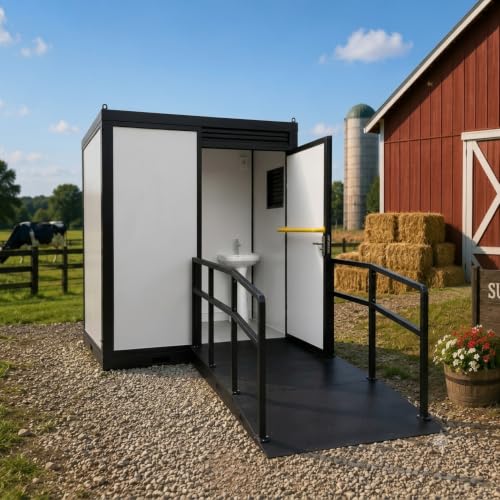 Cabina de Sanitario Portátil Accesible con Lavabo | Acceso para Sillas de Ruedas, Sitios de Construcción, Evento al Aire Libre miniatura 3