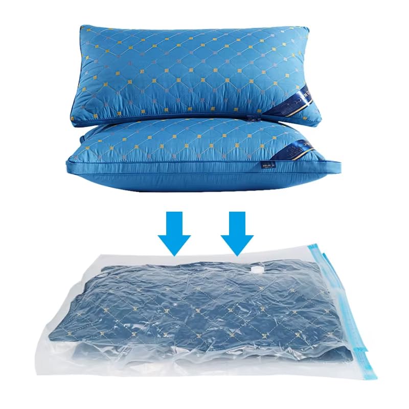 Vacuum Seal Storage Bags with Hand Pump, 6 Large Bags, Space Saver Bags for Clothes and Blankets, 85% More Storage