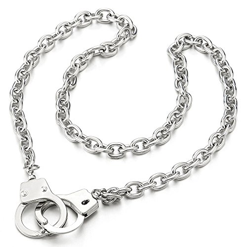 Coolsteelandbeyond MP-735 Mens Womens Link Chain Handcuff Necklace Silver Color thumb #2