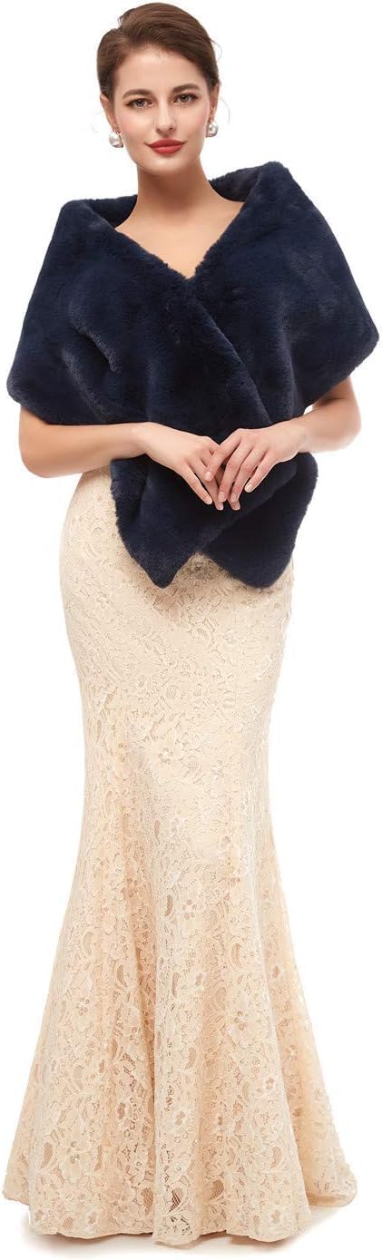Faux Fur Wrap for Women,Winter Shawl for Wedding Stole Shrug Fur Cape 1920s - Image 7