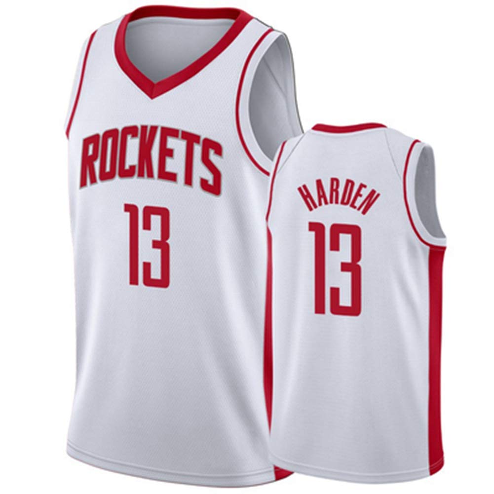 HS-WANG9White Houston Rockets#13 James Harden Asketball Game Uniforms Sleeveless Sports Vest Competition Team Uniform Training Ball Suit,White,M