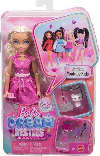 Image of Barbie Dream Besties Malibu inch Fashion Doll & Accessories, Posable with Blonde Hair & Makeup-Themed Toy Pieces | Fashion Doll with Removable Fashions & Makeup Themed Accessories, Ages 3+