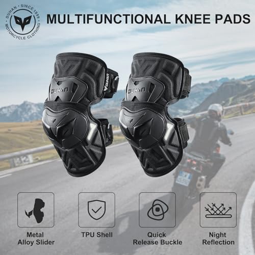 DUHAN Motorcycle Knee Pads Adjustable Motorcycle Knee Shin Guards Protector Gear for Motorcycle/Motocross/MTB/Racing/Skating - Thumbnail 2