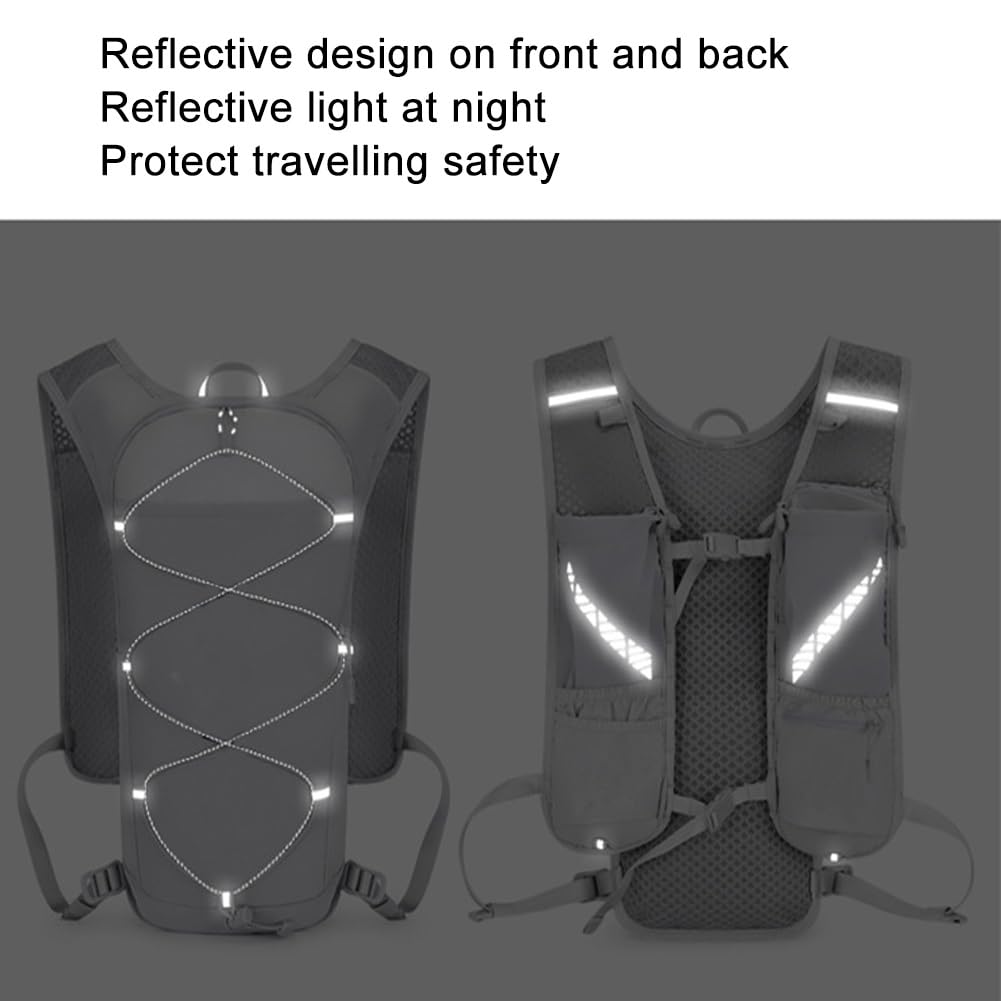 Gilet de course, gilet d'hydratation pour la course, sangle de poitrine réglable pour boire pendant la course, avec bandes réfléchissantes à l'avant et à l'arrière, convient pour le cyclisme, la