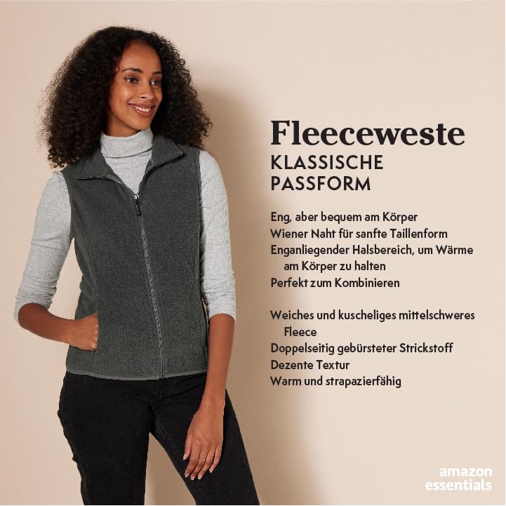 Amazon Essentials Damen Ärmellose Polar Soft Fleece-Weste Mit Klassischer Passform (Erhältlich In Übergröße), Schwarz, XL