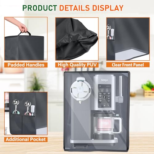 Image of 𝟮𝟬𝟮5𝗡𝗲𝘄 Ice Cream Maker Dust Cover, Ice Cream Maker Dust Visible Protector with Visible Window and Pocket Protectors for Ninja Ice Cream Maker (Nc701)