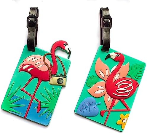 Amazon.com: Luggage Tags for Suitcases 2-Pack Cute Pink Flamingo