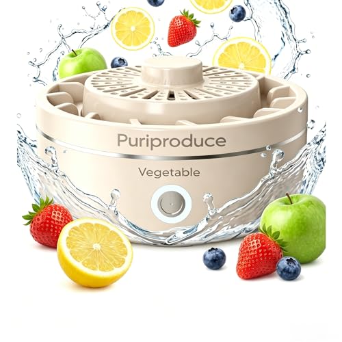 Puriproduce Vegetable Cleaner Portable Food Purifier Machine for Removing Surface Impurities Wax & Grime IPX7 Waterproof Wireless Produce Washer for Fruits Meat Veggies - Kitchen Gadget. (White)