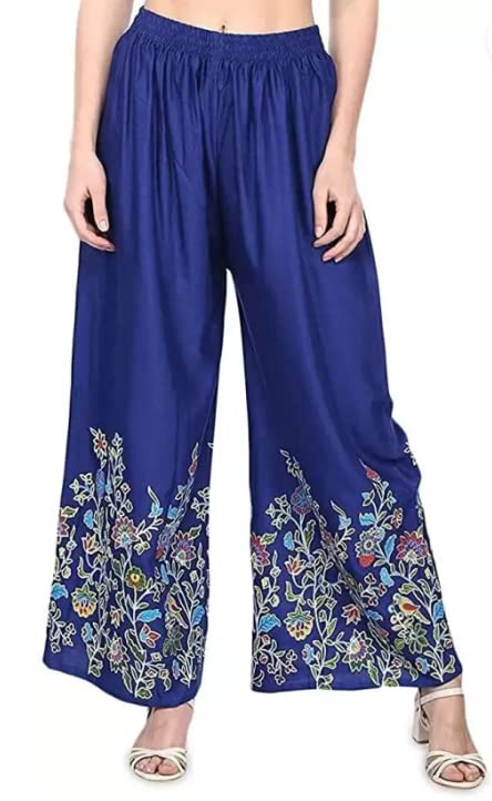 Women's Rayon Bird Flower Print Loose fit Palazzos Free Size 28 to 44 Inches-picture-30