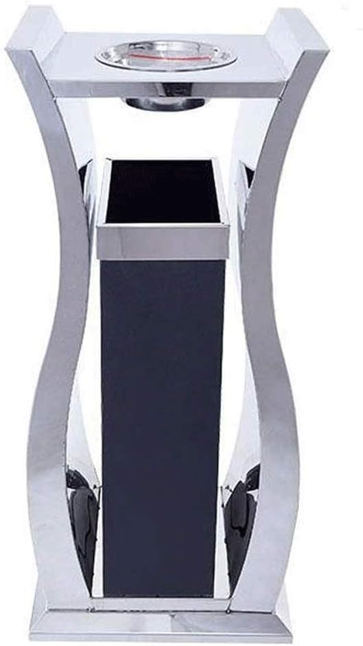 Waste Bins,Rrubbish Bin Outdoor Trash Can Vertical Stainless Steel Trash Can with Ashtray Trash Can Shoppimall Elevator Corridor Hotel Commercial Grade Trash Can for Indoor and Outdoor 31.5 Inches/Bla
