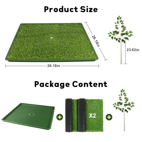 Image of Dog Grass Pad with Tray, 26''X26'' Artificial Turf Grass Potty, 2-Pack Reusable Puppy Pee Pads for Dogs, Portable Dog Litter Box for Indoor /Outdoor Potty Training Toilet