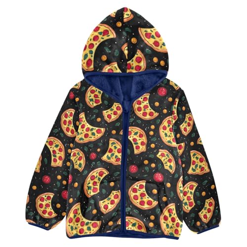 KEIGE Food Pizza Boys Fleece Coat,Children's Zip-Up Hoodie Jacket,Baby Warm Fashion Outerwear 3T,A111366