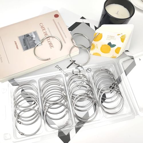 Image of OWLKELA 2 Inch 90 Pack Loose Leaf Binder Rings, Keychain Key Ring with Metal Nickel Plated for Index Cards, Ideal for School, Home, or Office