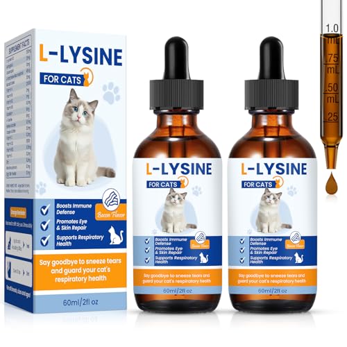 Premium Cat L-Lysine Liquid Drops for Immune Support and Respiratory Health Helps with Sneezing Eye Discharge and Stress Relief with Essential Vitamins and Taurine for Kittens and Adult Cats