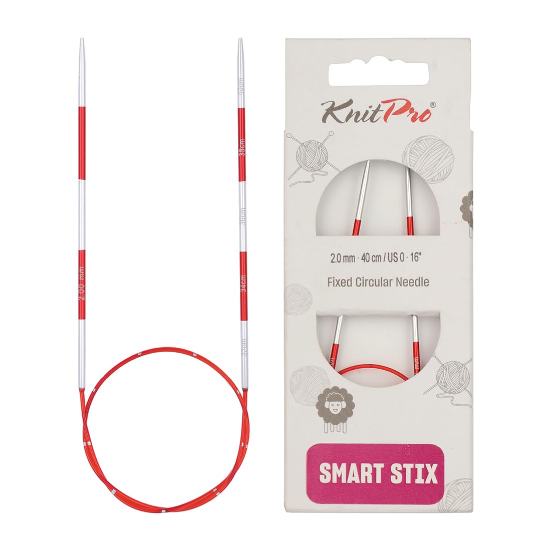KnitPro SmartStix Circular Needle 40cm 2.00mm - 3pcs, Red