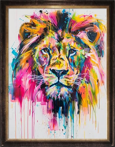 Image of Leczany Cross Stitch Stamped 11CT 3 Strands Kits for Adults Beginners Patterns Craft Kit Needlepoint Full Range of Embroidery Kits DIY Starter | Rainbow Lion 15.8x20.9 inches