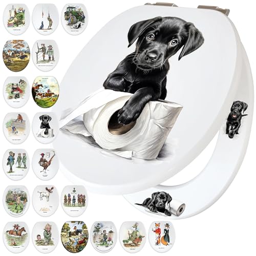 Looprints Welpen-Roll-Toilettensitz, schwarzer Labrador-Welpe, Bauernhaus-Dekoration, Geschenkidee