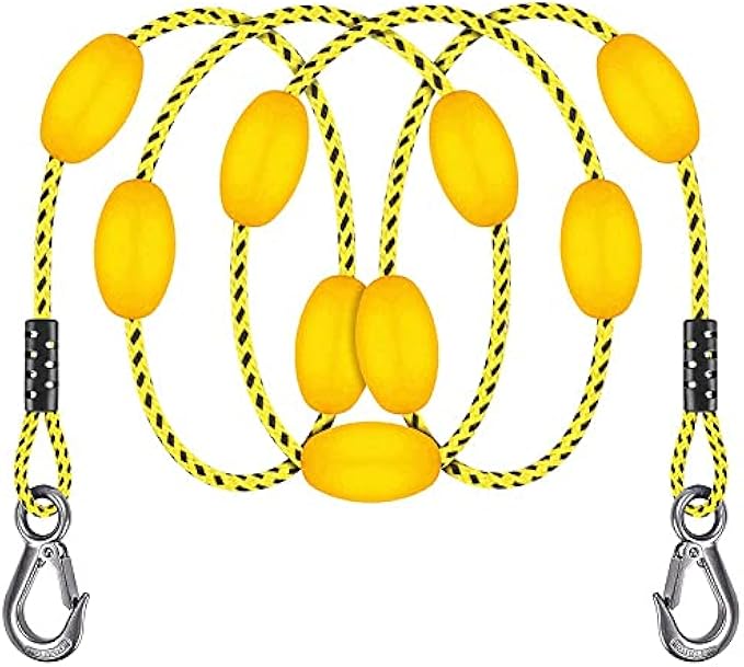 SELEWARE 65ft Tow Rope, Boating Tow Ropes for 1-4 Rider Towable Tubes, W/Floats, Stainless Steel Hook at Each end, idear for Water Sports