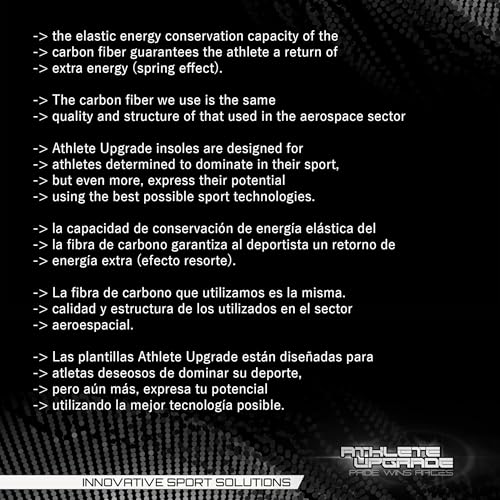 Semelles en fibre de carbone performance sport taille 45