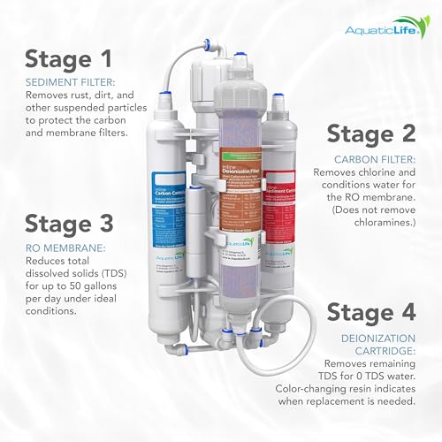 Image of Aquatic Life RO Buddie 4-Stage Aquarium Water Filter System, Reverse Osmosis RO /DI Filtration Unit for Fish Tank, Fountains, and More, 50 GPD (Gallons Per Day) (Pack of 2)