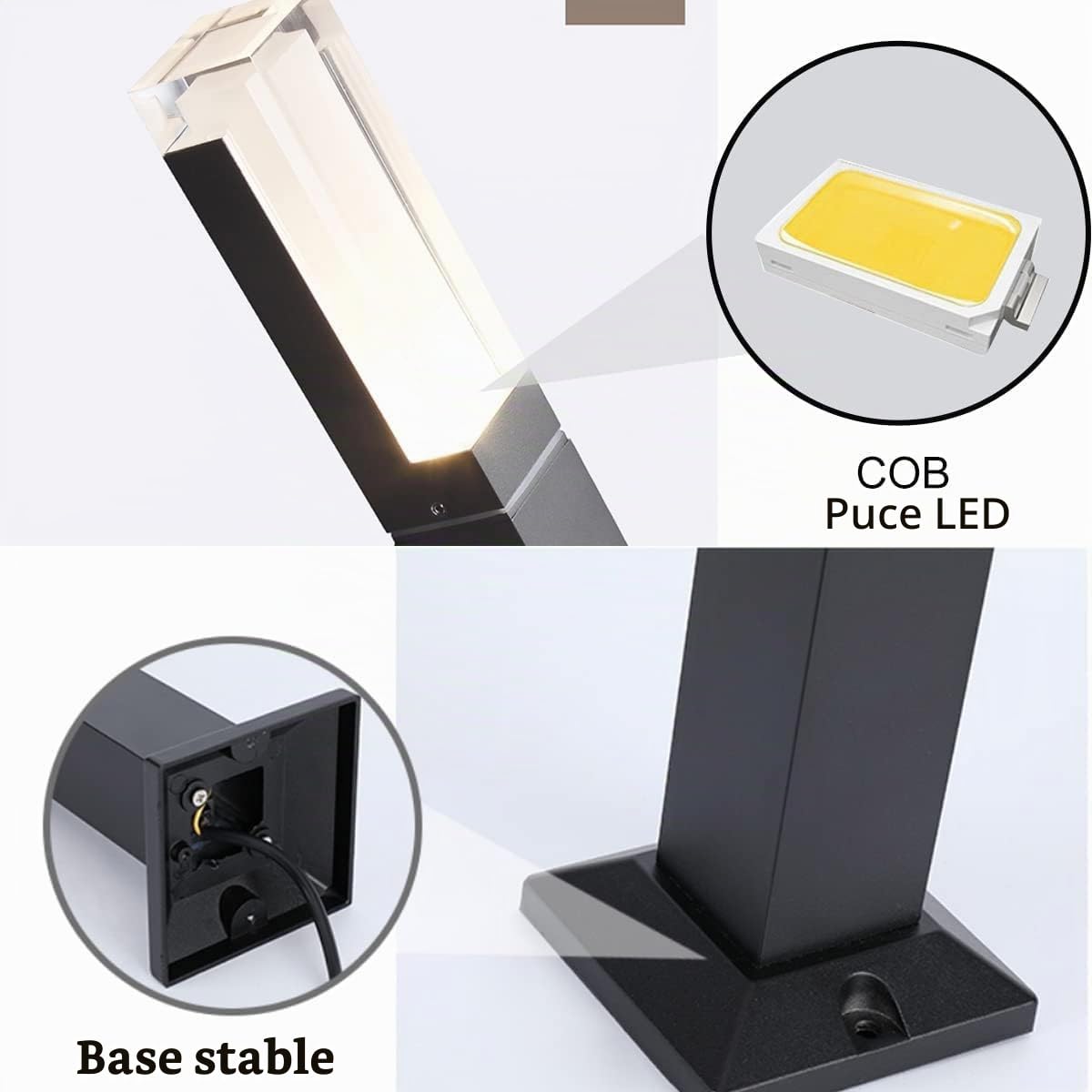 2 Pcs Potelet Eclairage Exterieur Jardin LED,6W/60cm Borne Chemins