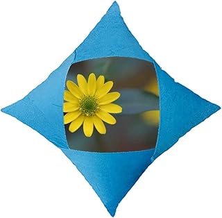 Giftdesign Flores de Color Amarillo Verde crisantemo Decorativo di copertina BLU a cuscino