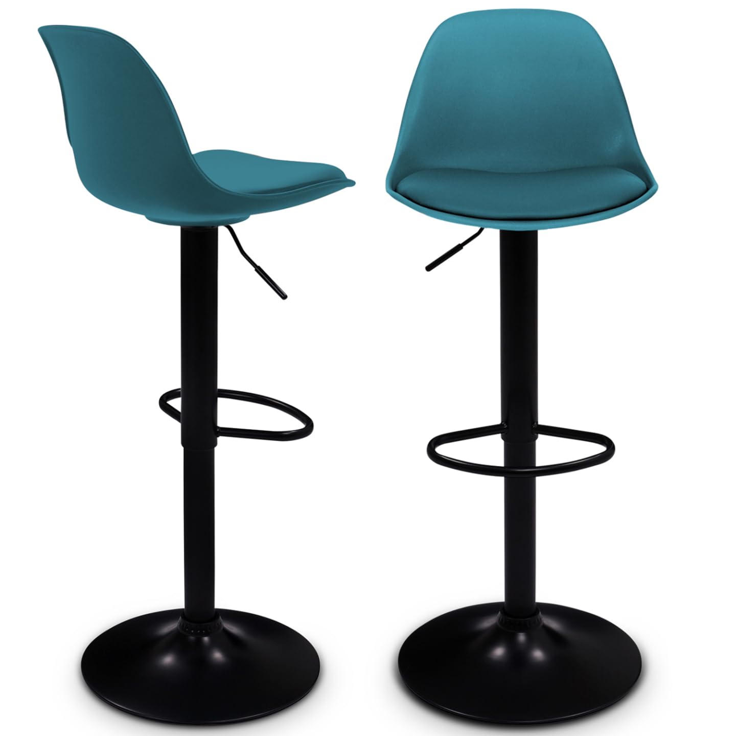 IDMarket - Juego de 2 taburetes de bar Karl Design azul pato pie negro