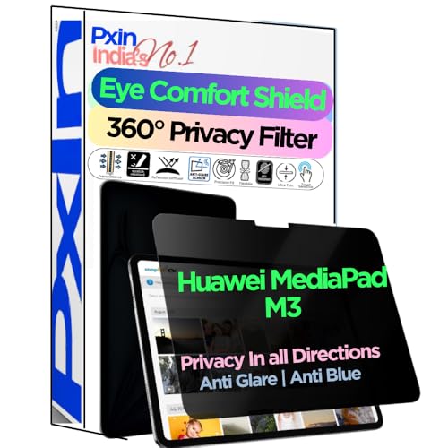Image of PxIn Tablet Privacy Screen Guard compatible with Huawei MediaPad M3 | No.1 | Anti Glare | Anti Blue Light | Anti UV | 4 Way Privacy Filter | 360 Privacy | Eye Protect